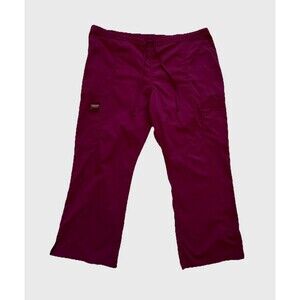 Cherokee Authentic Workwear Womens Size 2X Petite Wine Cargo Scrub Pants